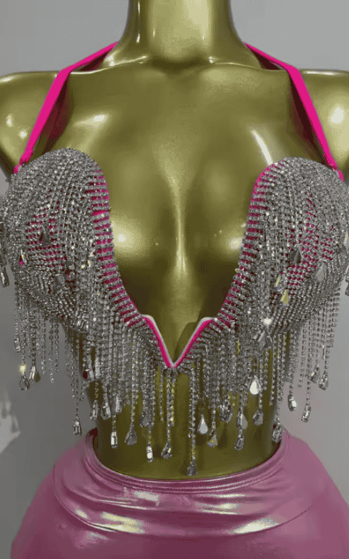 Kate Luxury Diamond Chain Two Piece Top and Mini Dress Set
