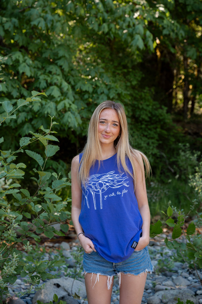 KELP FOREST- Women's Relaxed 100% Organic Cotton Tank Top - Periwinkle