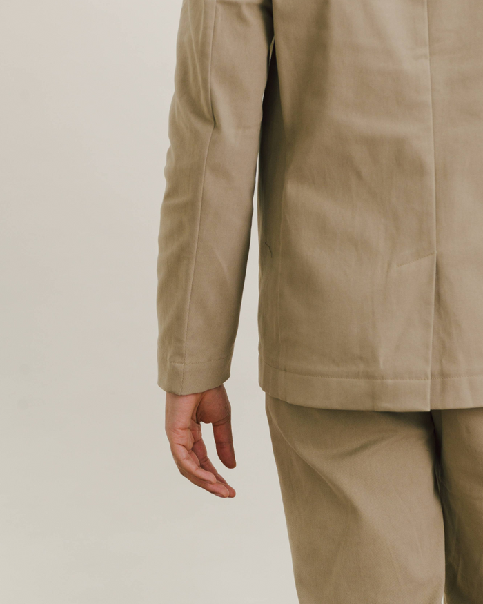 Khaki Cream Cotton Twill Blazer