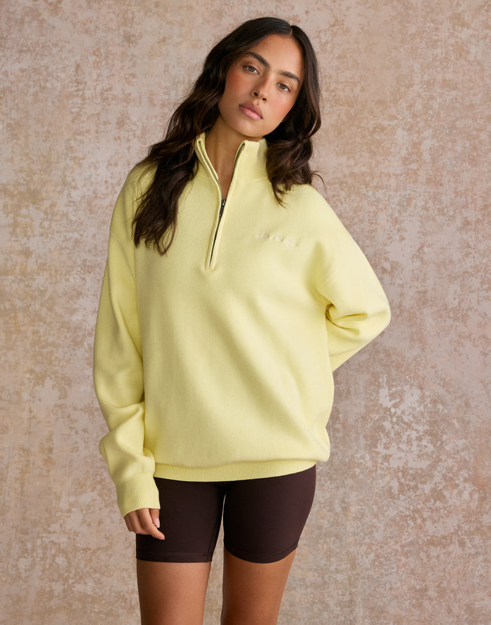 Knit Half Zip in Cool Yellow