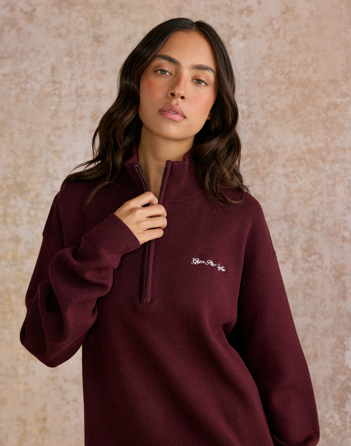 Knit Half Zip in Fig