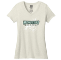 Ladies V-Neck Tee- Monsters Baseball - Oatmeal Heather