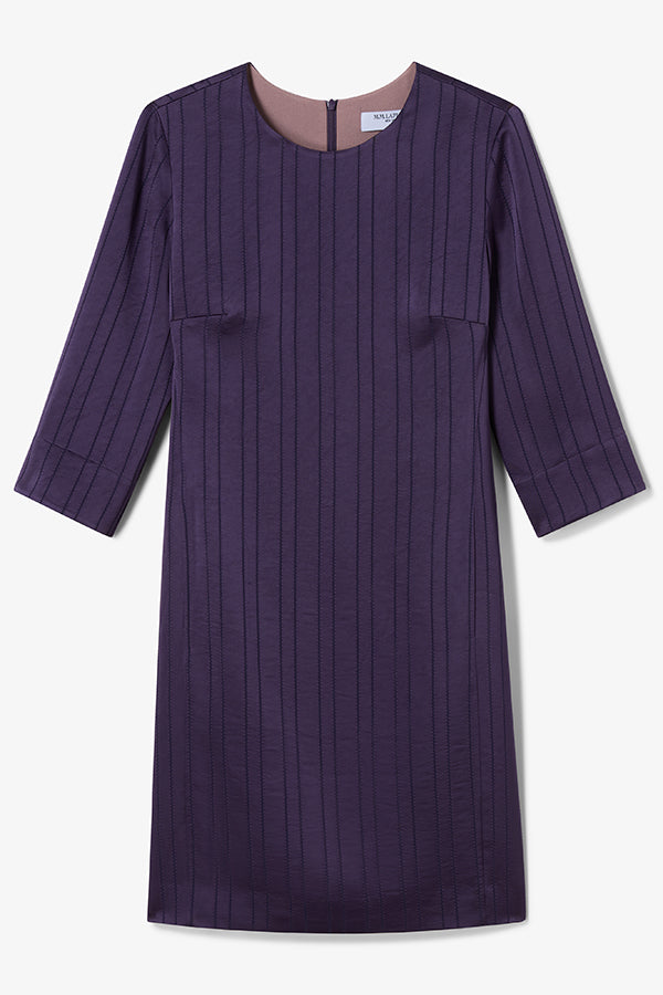 Purple dress with pleated details on a white background | Exclude | Still