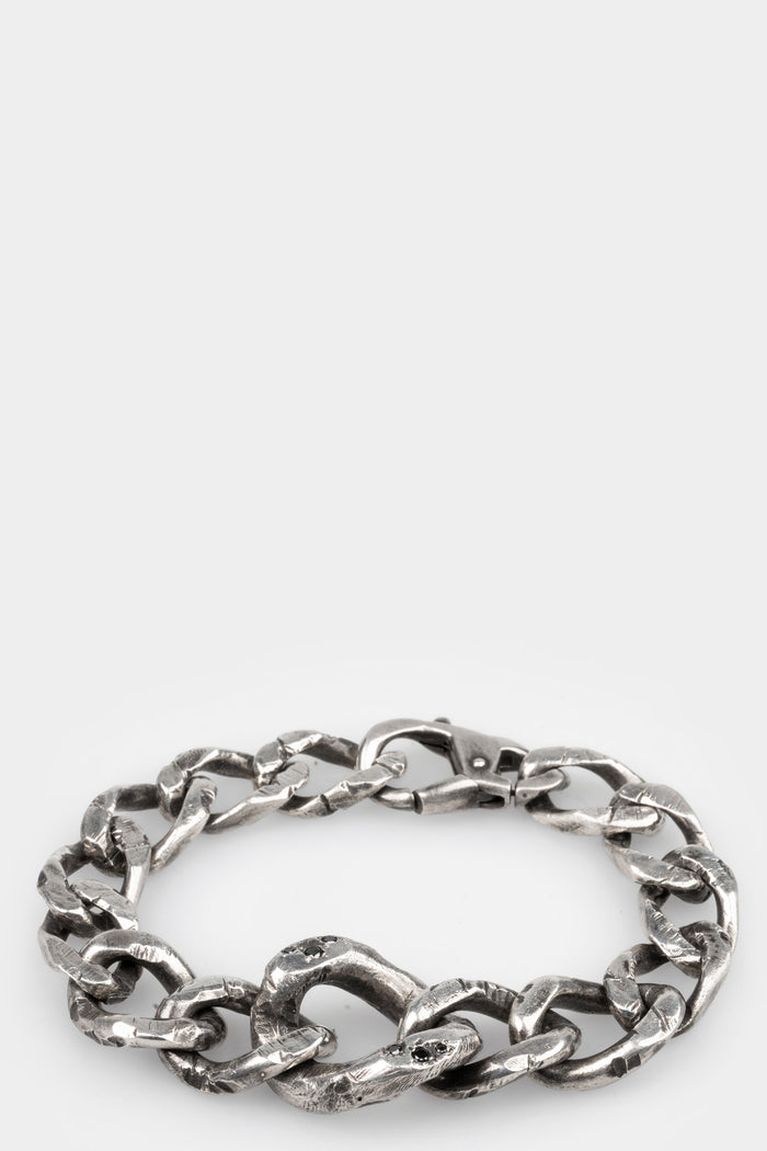 Large chain black diamond bracelet