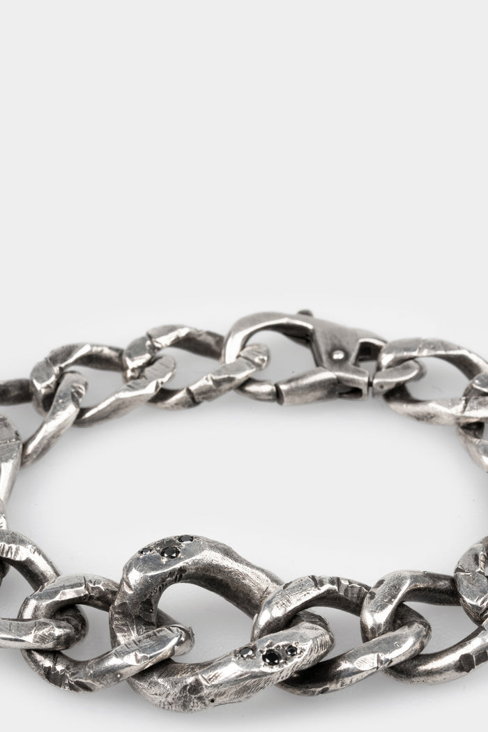 Large chain black diamond bracelet