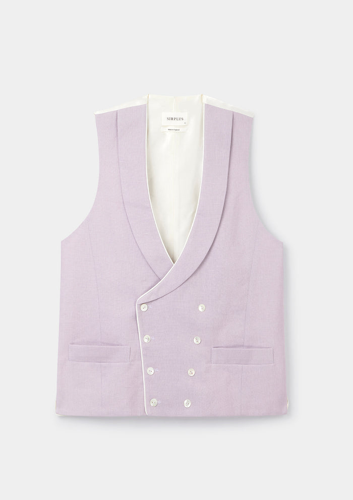 Lavender Fog Shawl Lapel Double-Breasted Waistcoat, Double Breasted Waistcoat - SIRPLUS