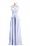 Lavender Lace Crew Neck A-Line Bridesmaid Dress