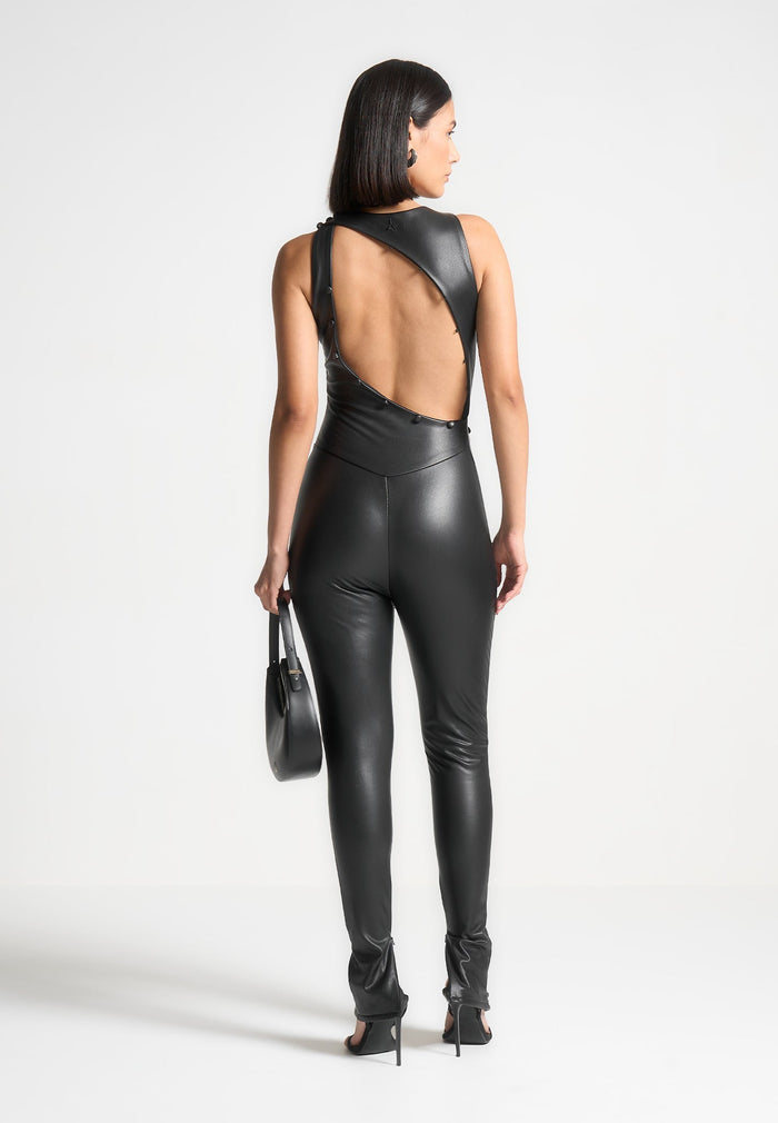 leather-cut-out-button-detail-jumpsuit-black