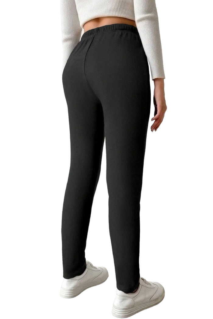 Legging taille haute noir avec doublure thermique et cordon de serrage