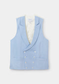 Light Blue Peak Lapel Double-Breasted Waistcoat, Double Breasted Waistcoat - SIRPLUS