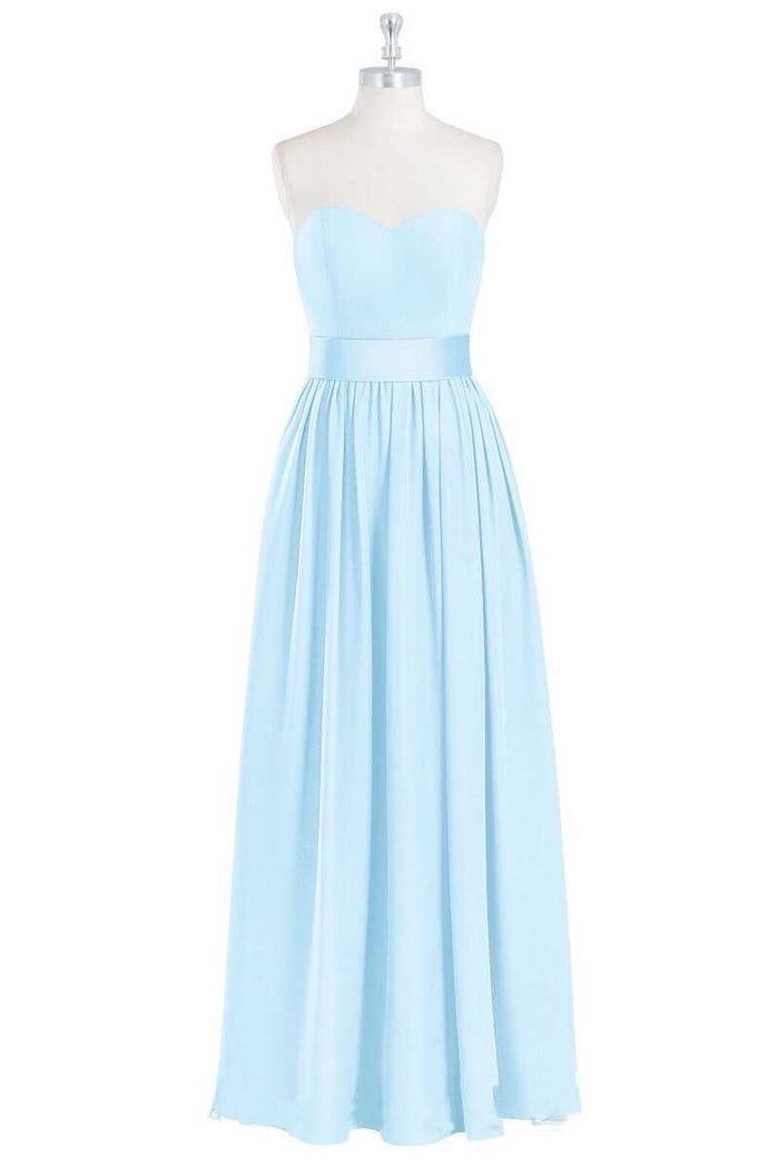 Light Blue Sweetheart A-Line Bridesmaid Dress with Slit