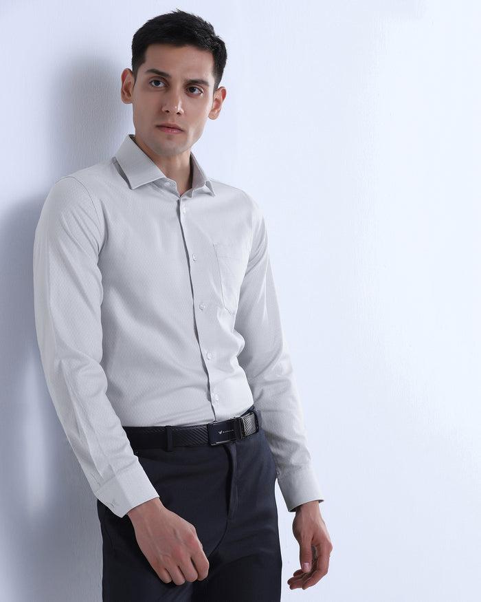 Light Grey Staples Dobby Formal Shirts - Hydra
