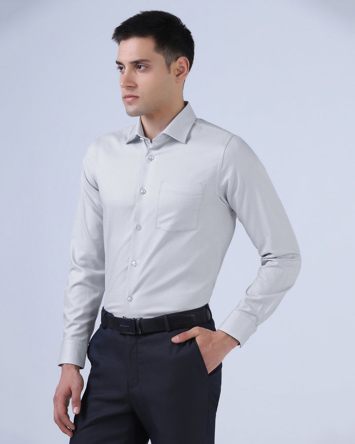 Light Grey Staples Dobby Formal Shirts - Hydra