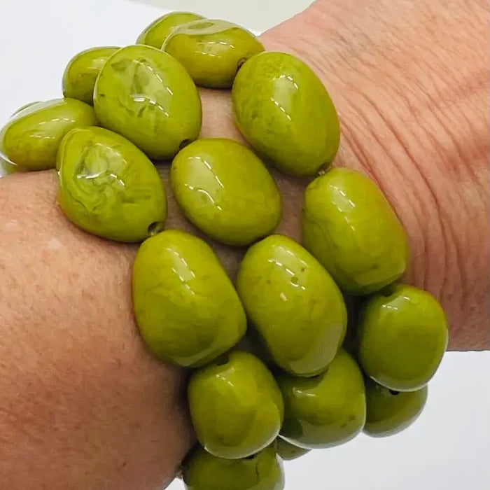 light olive beaded bracelets