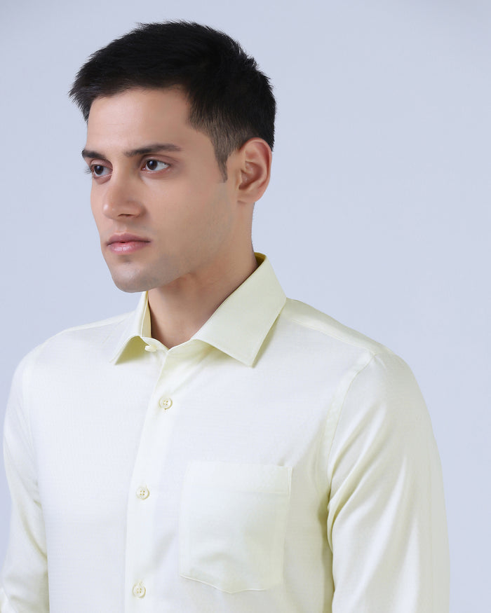 Light Yellow Textured Formal Shirts - Hydra