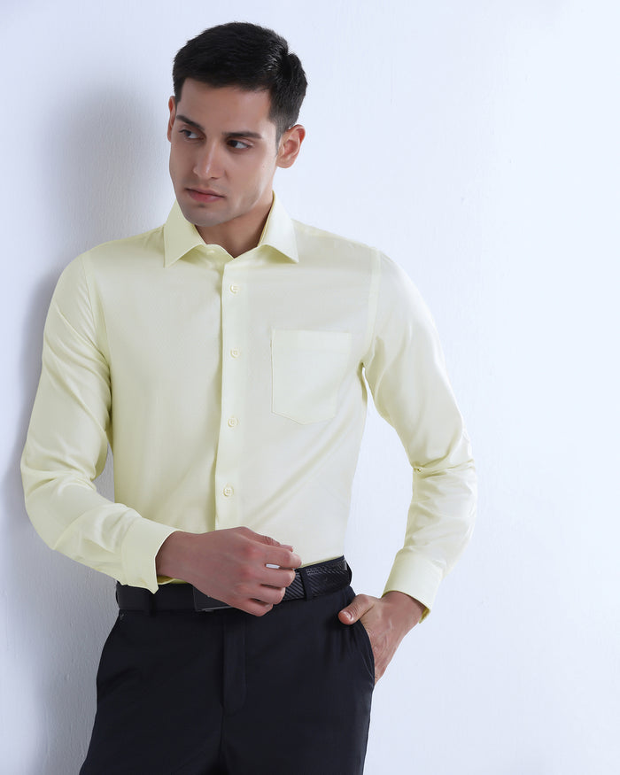 Light Yellow Textured Formal Shirts - Hydra
