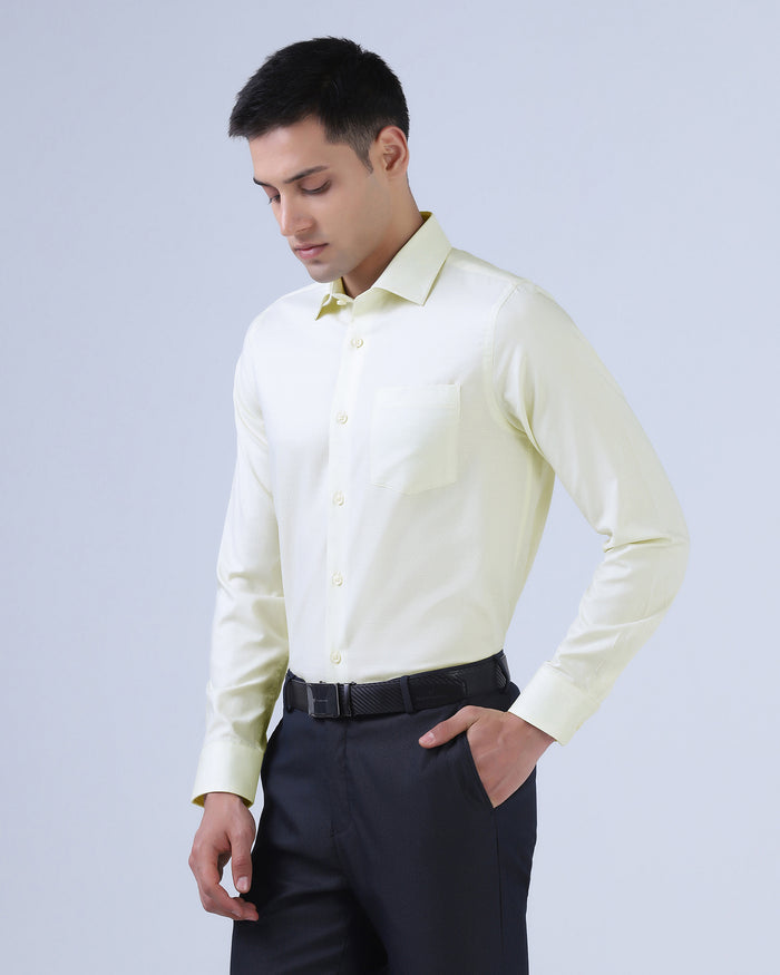 Light Yellow Textured Formal Shirts - Hydra
