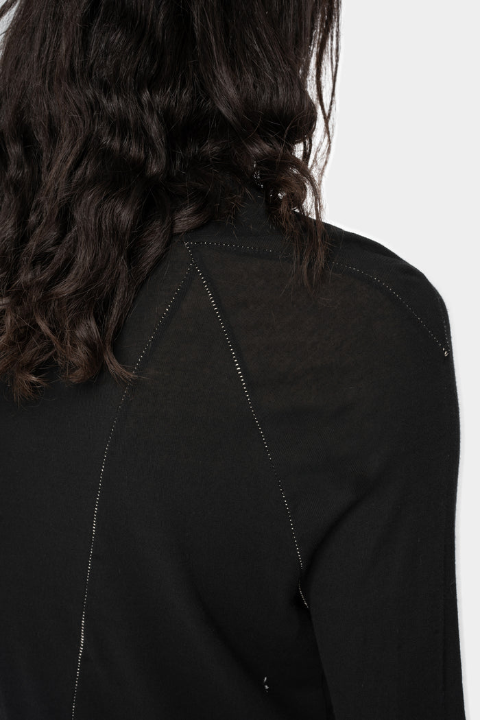 Marc Point | AW24 - Lightweight wool / silk turtleneck ls T-Shirt, Black