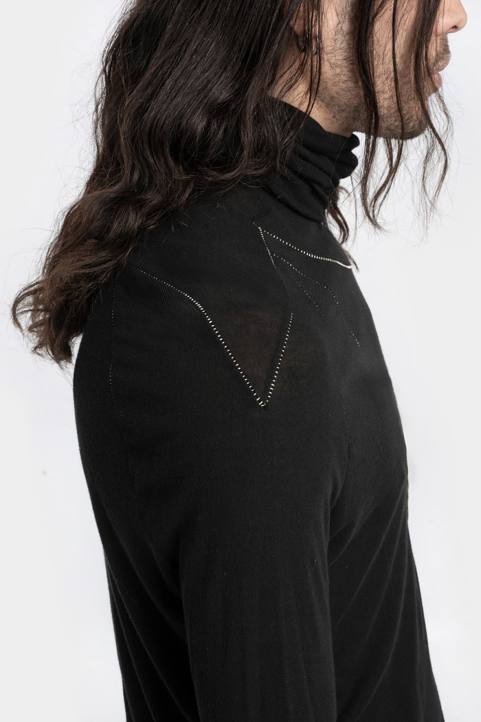 Marc Point | AW24 - Lightweight wool / silk turtleneck ls T-Shirt, Black