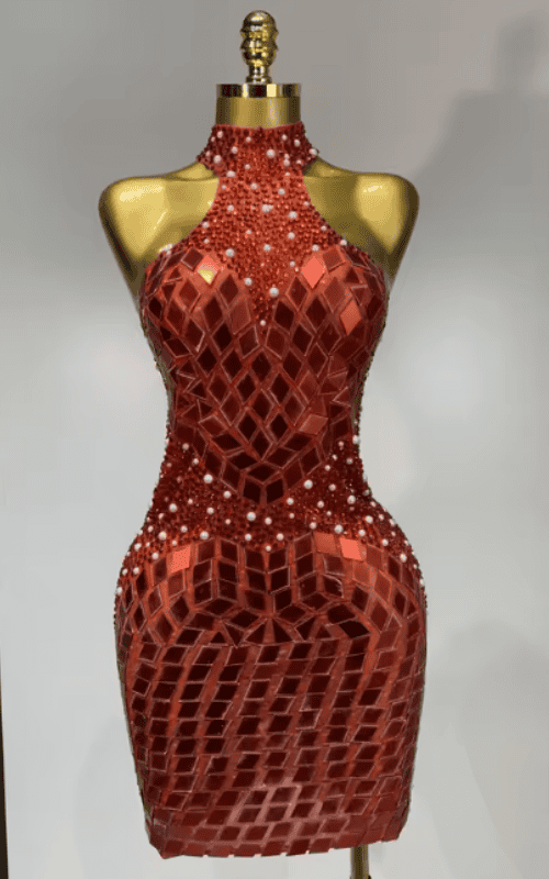Liz Shining Rhinestone Sequin Sheer Mesh Bodycon Dress