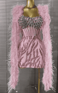 Liza Strapless Crystal Sequin Bodycon Mini Dress With Shawl