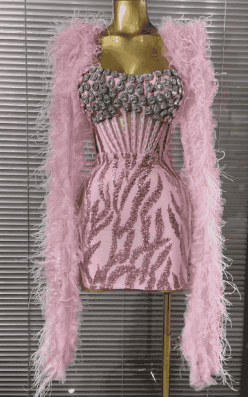 Liza Strapless Crystal Sequin Bodycon Mini Dress With Shawl