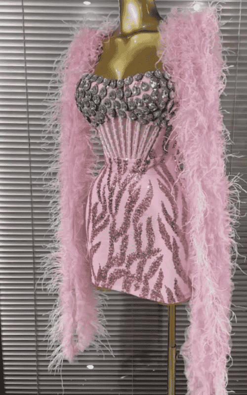 Liza Strapless Crystal Sequin Bodycon Mini Dress With Shawl