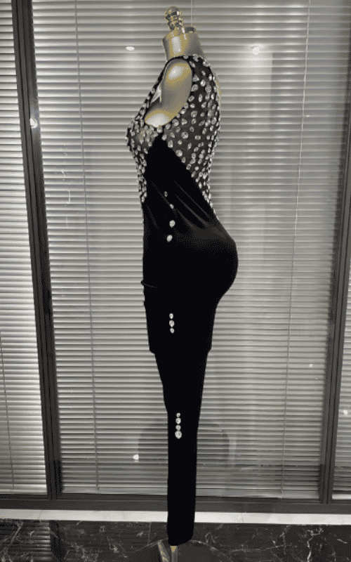 Lizza Shining Crystal Velvet Bodycon Jumpsuit