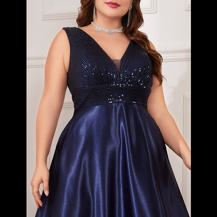 Long Maxi Dress Formal Prom Gown With V-Neckline And Pockets - Rosymae