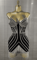 Luna Black Strapless Diamond Chain Bodycon Mini Dress