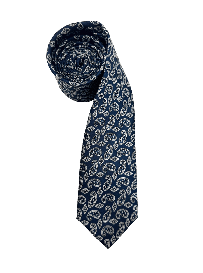 Madison Silver Paisley Silk Tie