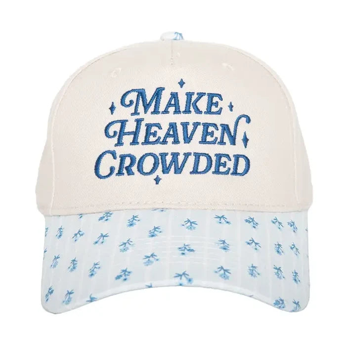 make heaven crowded blue floral canvas trucker hat