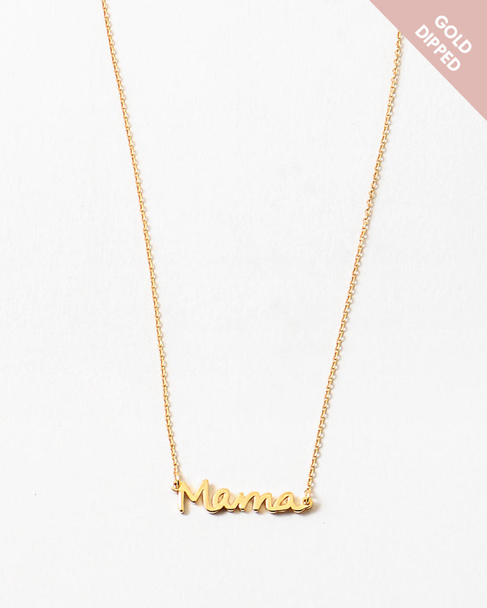 mama script gold necklace