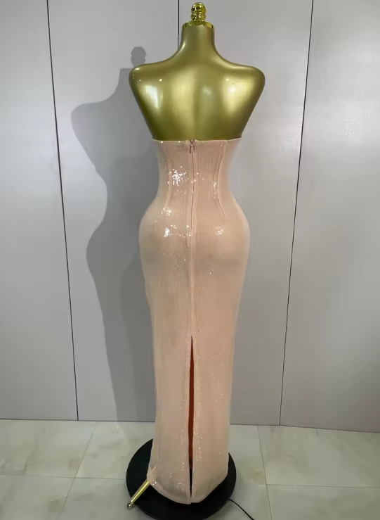 Mandy Elegant Sequin Strapless Bodycon Long Evening Dress