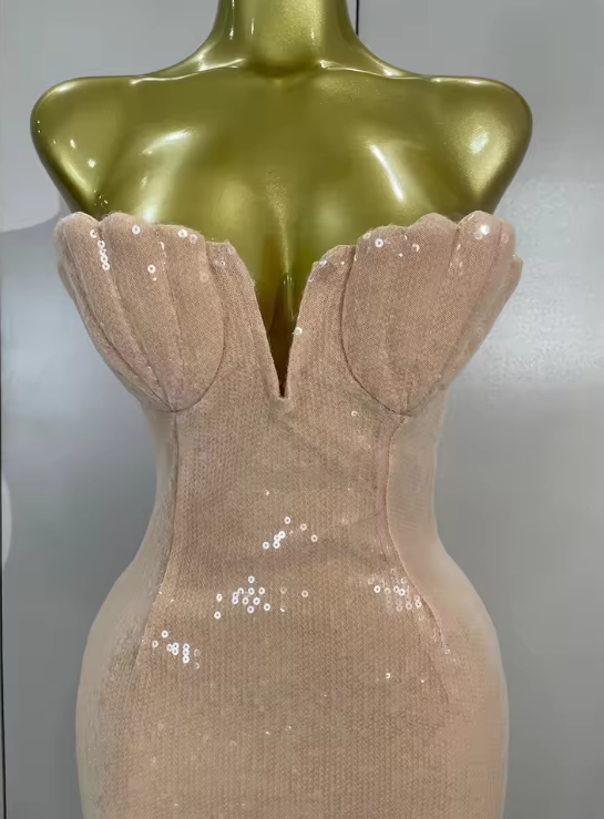 Mandy Elegant Sequin Strapless Bodycon Long Evening Dress