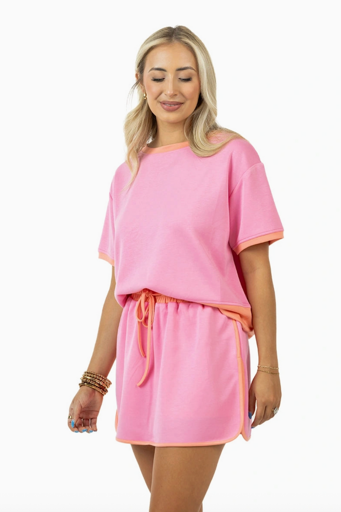 pink and orange matching skort set women's