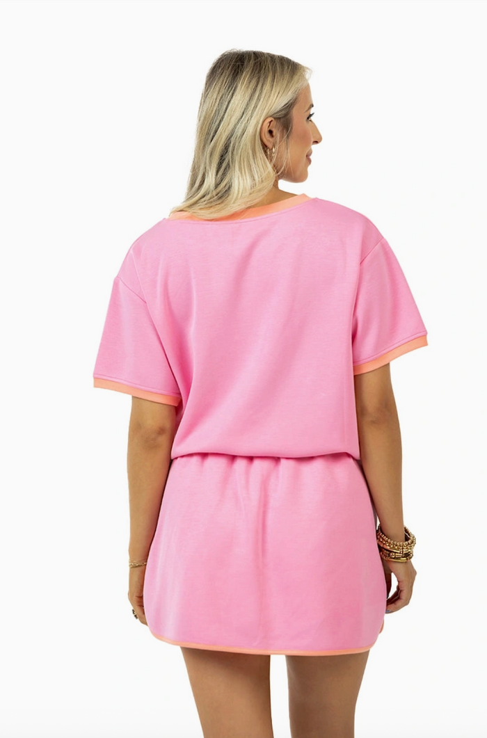 pink and orange matching skort set back