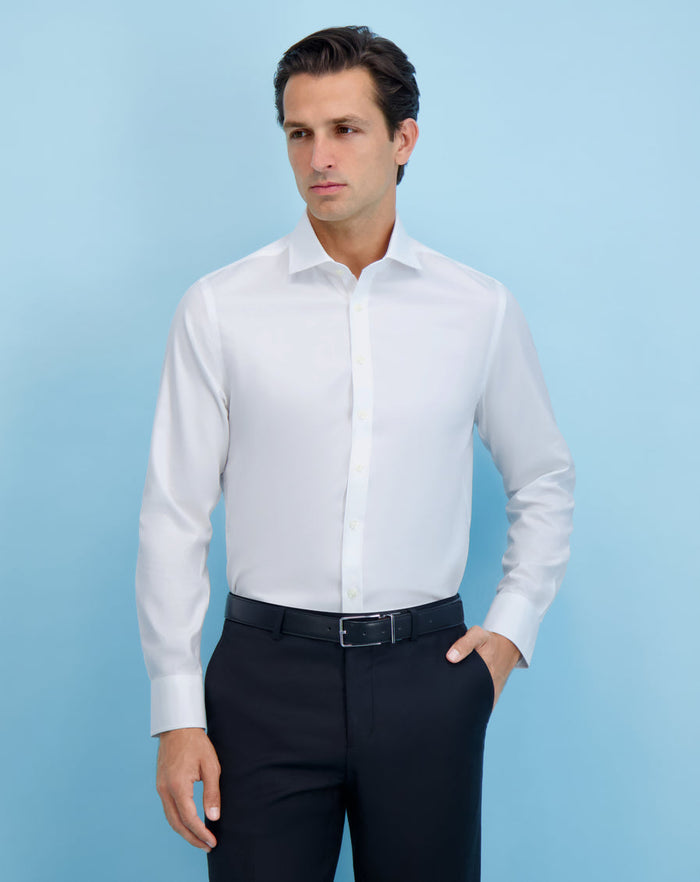 Mens 4-Way Stretch Twill Cutaway Collar Extra Slim Fit