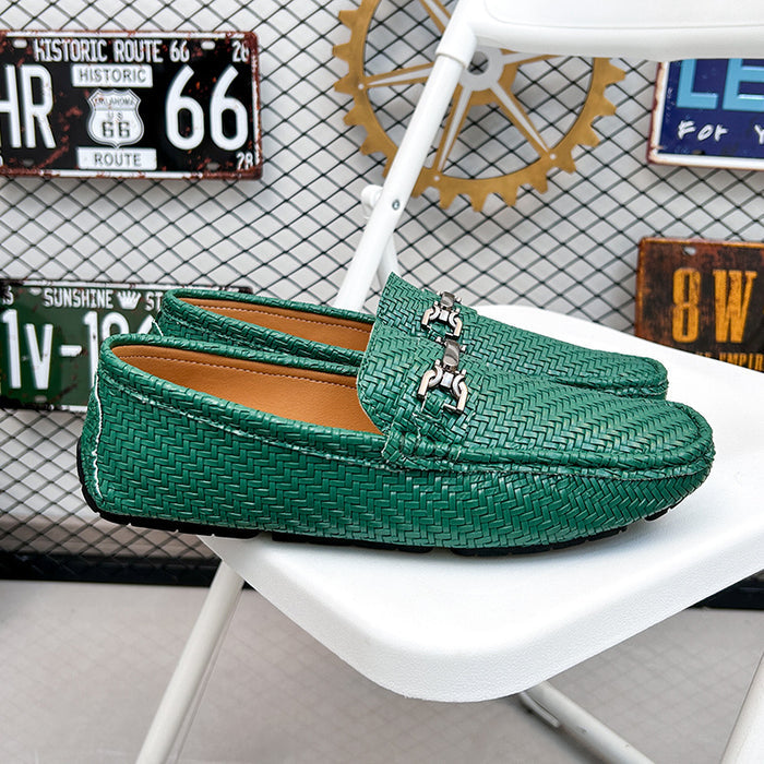 Men's bean casual leather shoes with a slip-on loafers