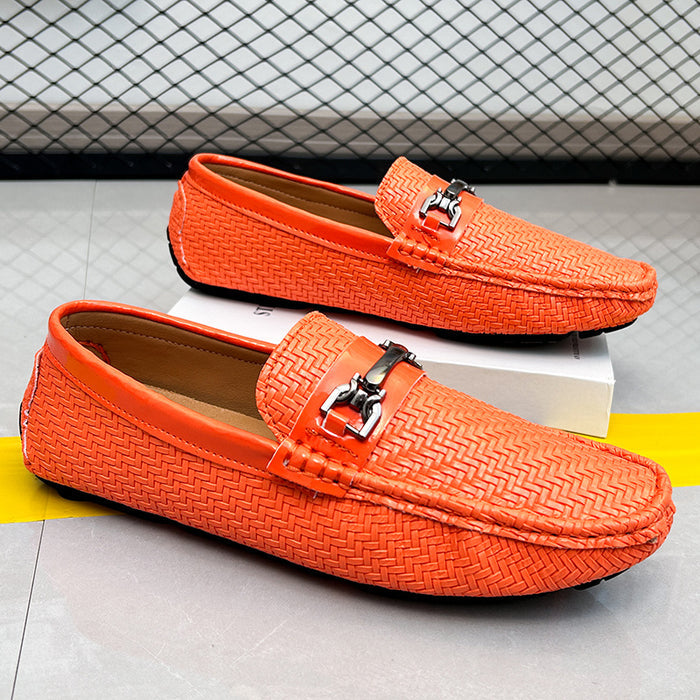 Men's bean casual leather shoes with a slip-on loafers