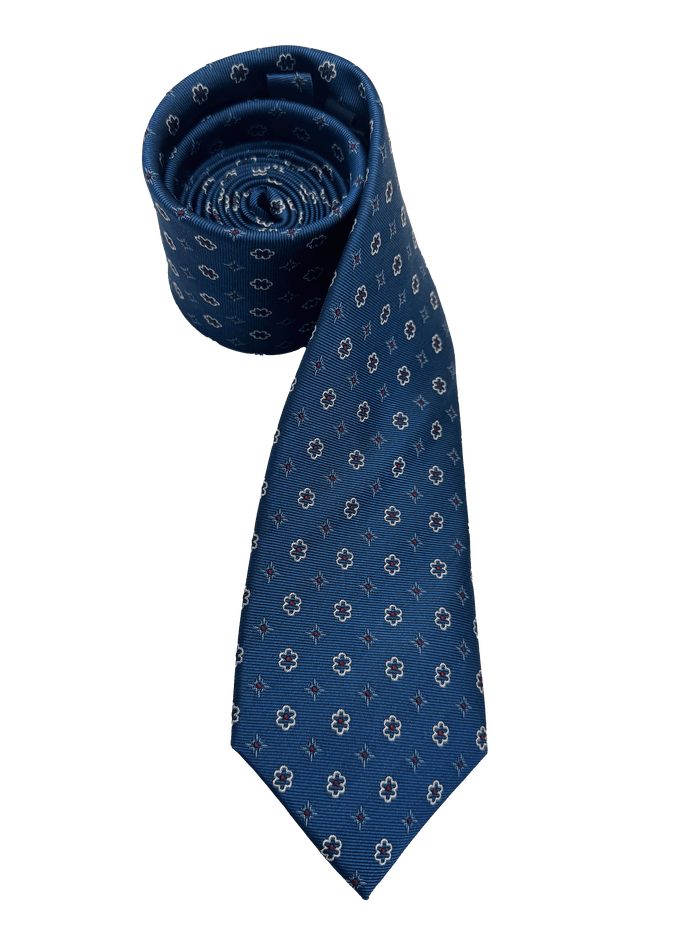 Mercer Blue Quatrefoil Silk Tie