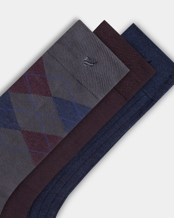 Mercerised Cotton Crew Length Socks Pack of 3 - Benny