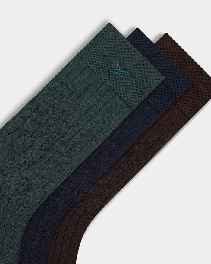 Mercerised Cotton Crew Length Socks Pack of 3 - Benson
