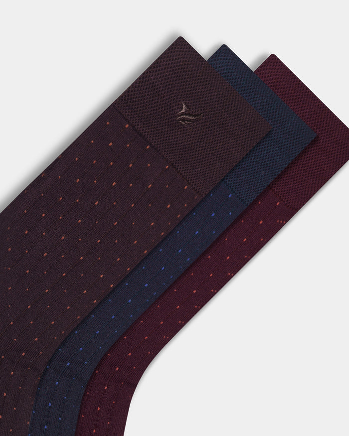 Mercerised Cotton Crew Length Socks Pack of 3 - Bradley