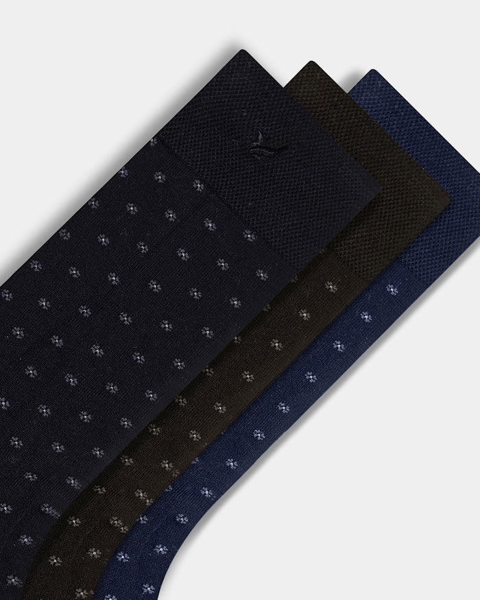 Mercerised Cotton Crew Length Socks Pack of 3 - Brandon
