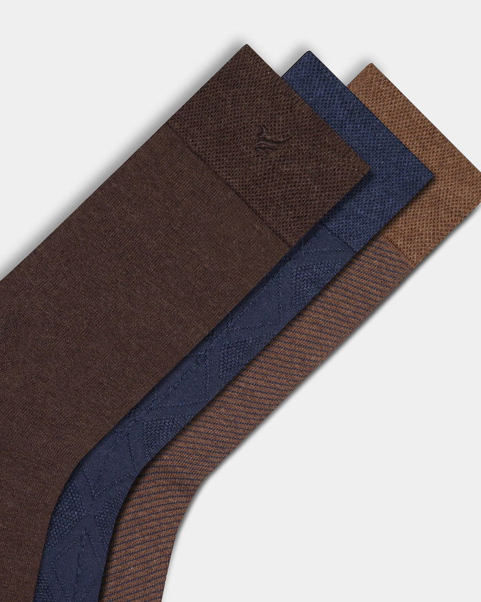 Mercerised Cotton Crew Length Socks Pack of 3 - Breck
