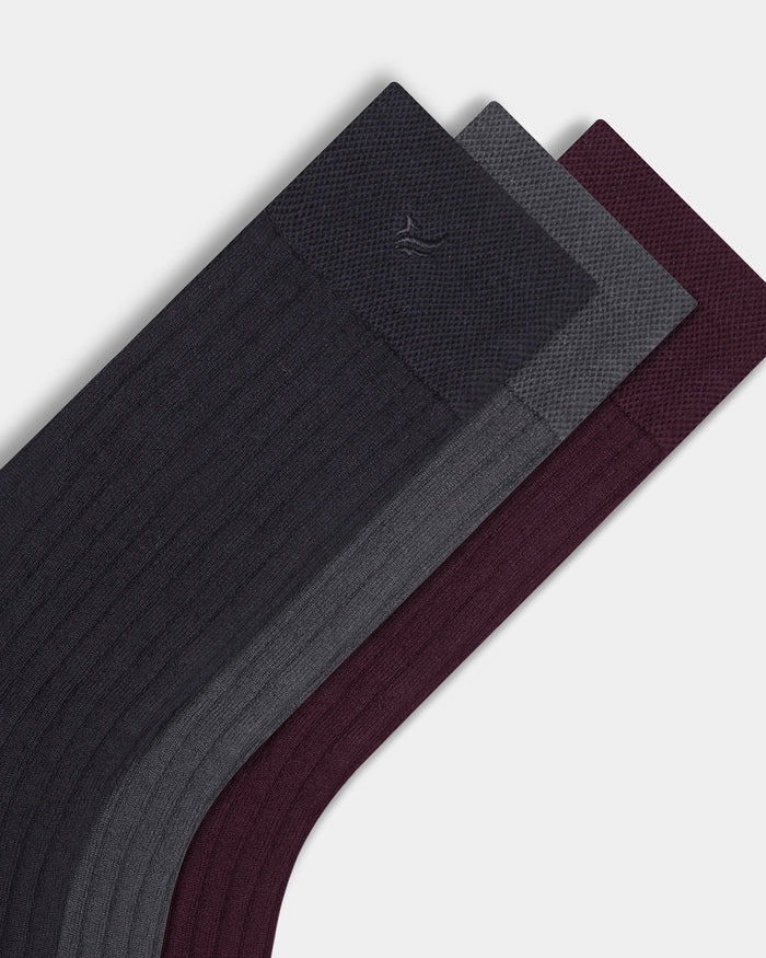 Mercerised Cotton Crew Length Socks Pack of 3 - Brooks