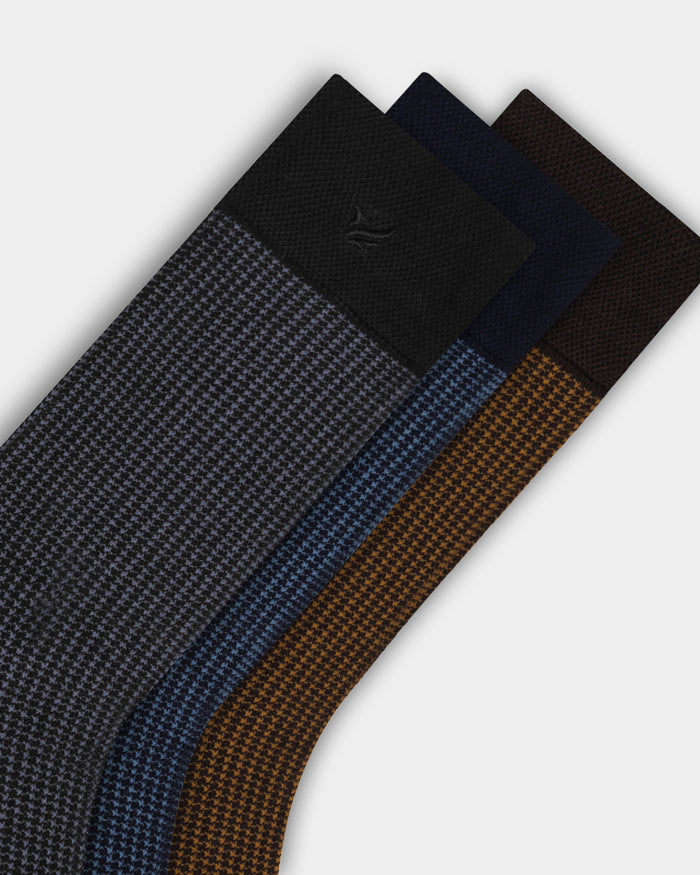 Mercerised Cotton Crew Length Socks Pack of 3 - Bryan