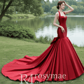 Mermaid Tight Long Halter Prom Dress with Bowknot - Rosymae
