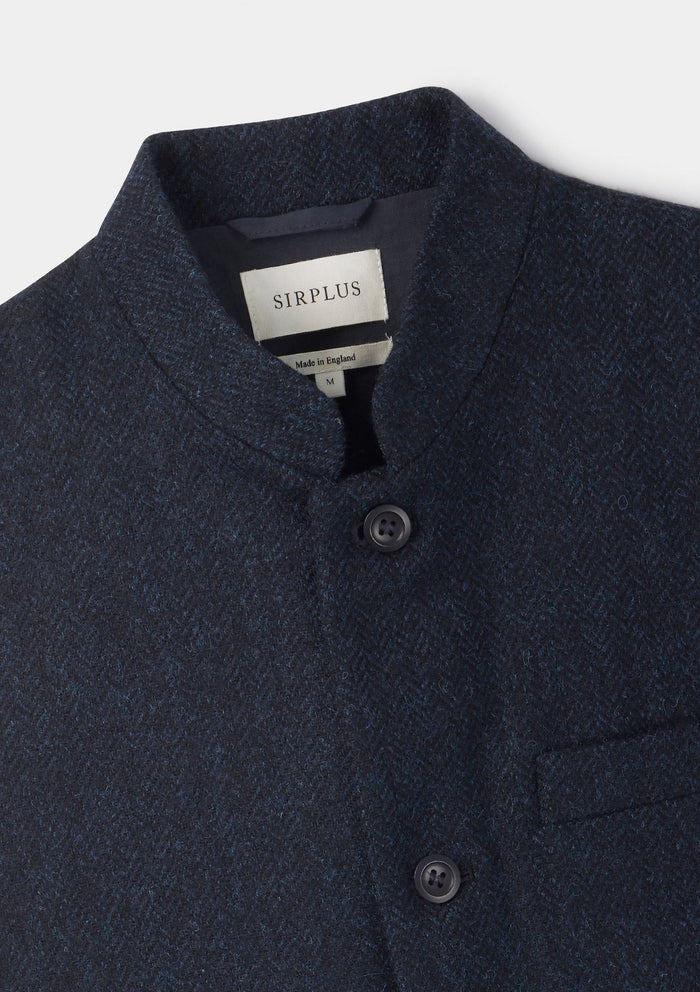 Midnight Herringbone Nehru Waistcoat, Nehru Waistcoats - SIRPLUS